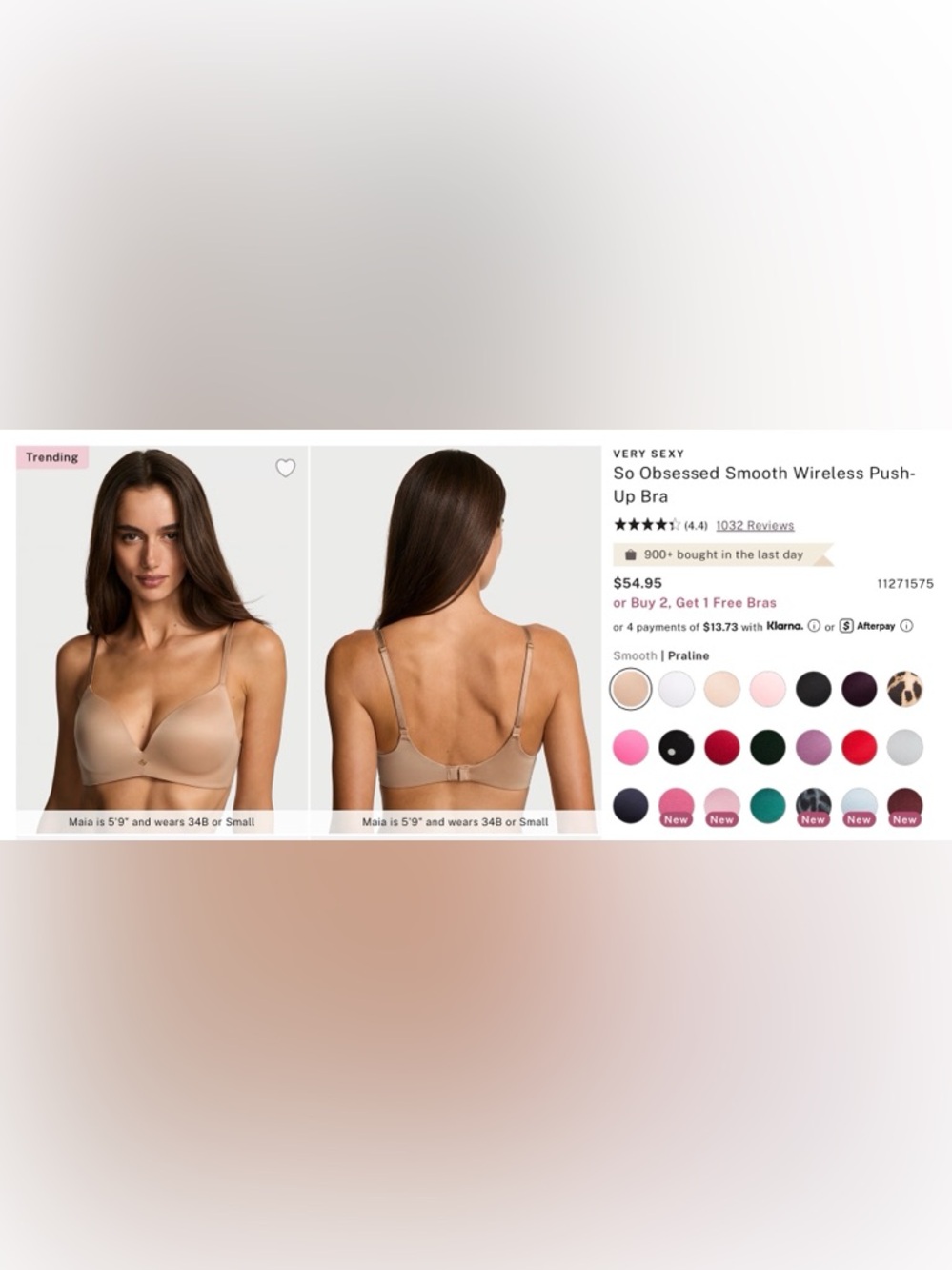 NWOT- VS So Obsessed Wireless Push Up Bra - Picture 3 of 10